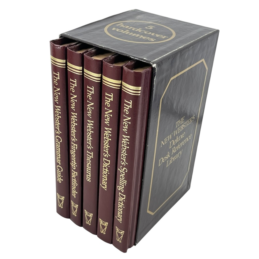 VTG New Websters Deluxe Desk Reference Library 5 Hardcover Volume Box Set